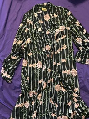 Jorja pink floral black and white stripe Shaw cover up